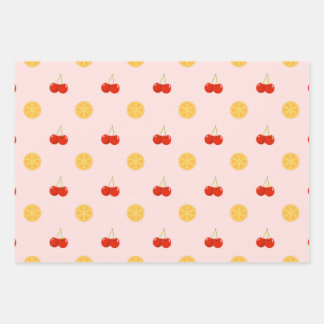 Joli papier cadeau à motif de cerise et de citron