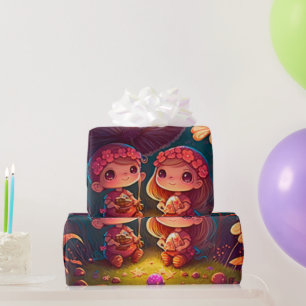 joli papier cadeau à motif de champignons mignons