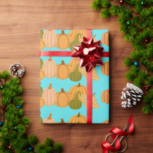 Joli papier cadeau à motif de citrouille orange