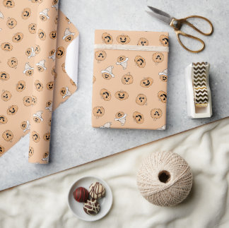 Joli papier cadeau à motif de citrouille pastel po