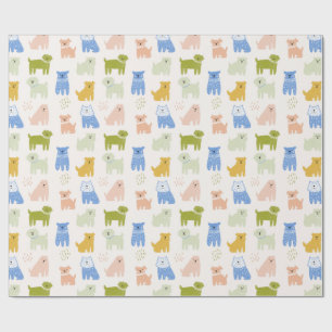 Joli papier cadeau aux crayons de couleur chiens