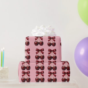 Joli Papier Cadeau Cerise et Rubans Rouges