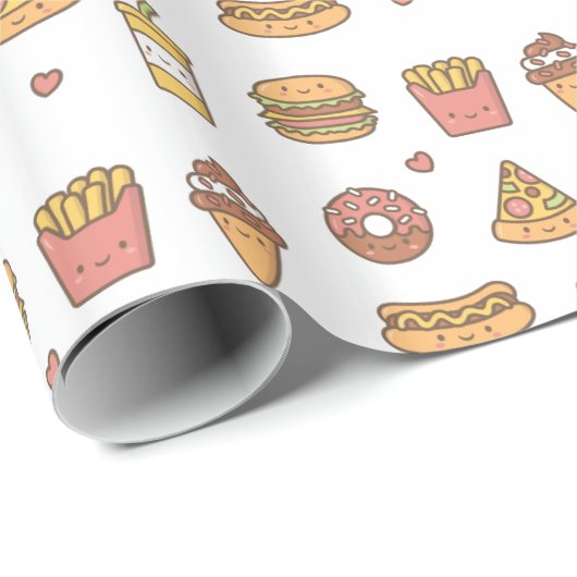 Joli papier cadeau de gribouillages de fast-food p (Coin rond)