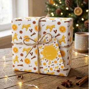 Joli papier cadeau de Noël au pain d'épice et aux