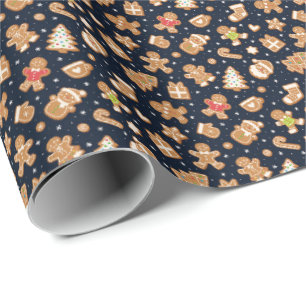Joli papier cadeau de Noël au pain d'épice et mari