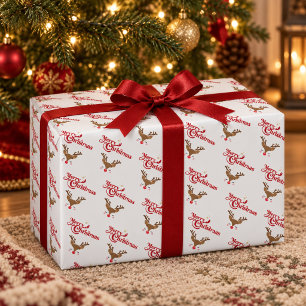 Joli papier cadeau de Noël avec des rennes