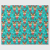 Joli papier cadeau de Noël Cerf corgi (Plat)