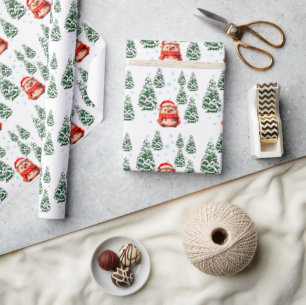 Joli papier cadeau de Noël Hérisson - Fête W