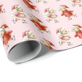 Joli papier cadeau de Noël rose (Coin rond)