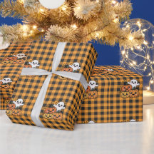 Joli papier cadeau fantôme et citrouilles