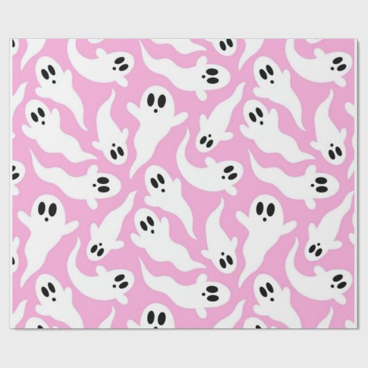 Joli papier cadeau fantôme rose épouvantable (Plat)