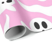 Joli papier cadeau fantôme rose épouvantable (Coin rond)