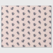 Joli Papier Cadeau Gris Rose Chat (Plat)