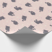 Joli Papier Cadeau Gris Rose Chat (Coin)