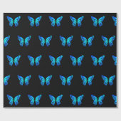 Joli papier cadeau Papillon noir et bleu vif (Plat)