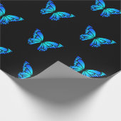Joli papier cadeau Papillon noir et bleu vif (Coin)