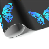 Joli papier cadeau Papillon noir et bleu vif (Coin rond)