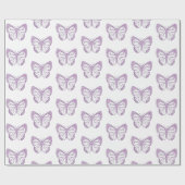 Joli papier cadeau Papillon violet et blanc (Plat)