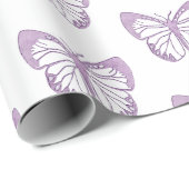 Joli papier cadeau Papillon violet et blanc (Coin rond)