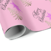 Joli papier cadeau rose de Noël (Coin rond)