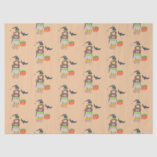 Joli papier de soie Halloween sorcière (Recto)