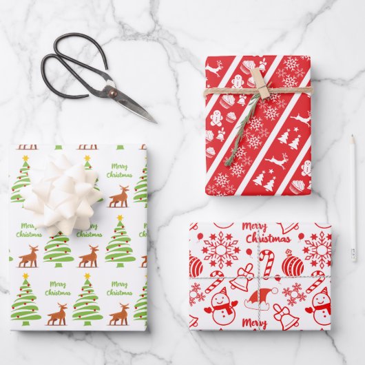joli papier d'enveloppement de noël ensemble plat (Recto)