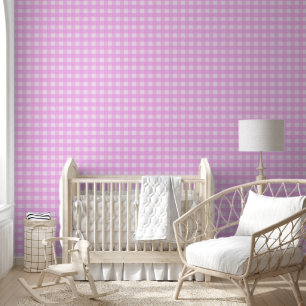 Joli papier peint à carreaux buffle rose à décolle
