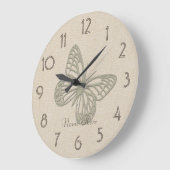 Joli Papillon Argent Lin Ajouter le nom Horloge mu (Angle)