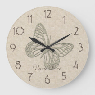 Joli Papillon Argent Lin Ajouter le nom Horloge mu