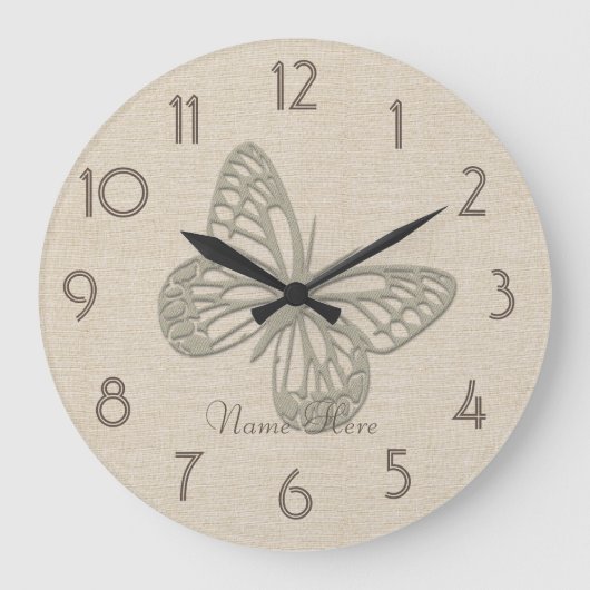 Joli Papillon Argent Lin Ajouter le nom Horloge mu (Recto)