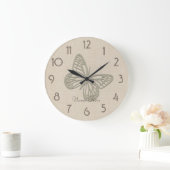 Joli Papillon Argent Lin Ajouter le nom Horloge mu (Maison)