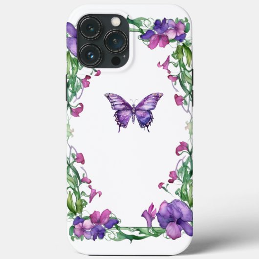 Joli papillon Art déco iPhone 13 Pro Max Coque (Verso)