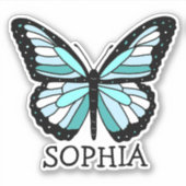 Joli Papillon bleu Étiquette de nom personnalisé (Devant)