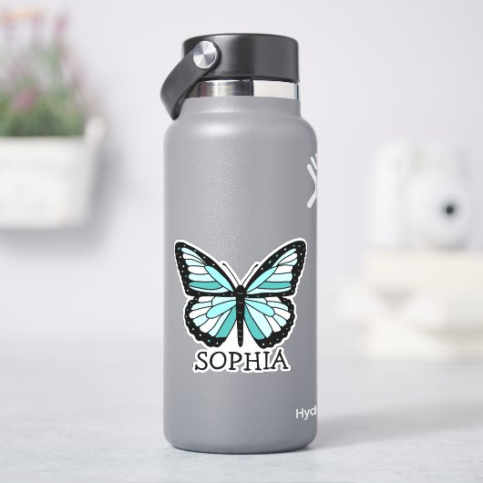 Joli Papillon bleu Étiquette de nom personnalisé (HydroFlask)