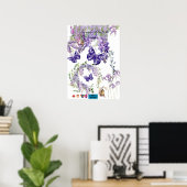 joli papillon et affiche murale de chambre lavande (Bureau à domicile)