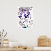 joli papillon et affiche murale de chambre lavande (Cuisine)