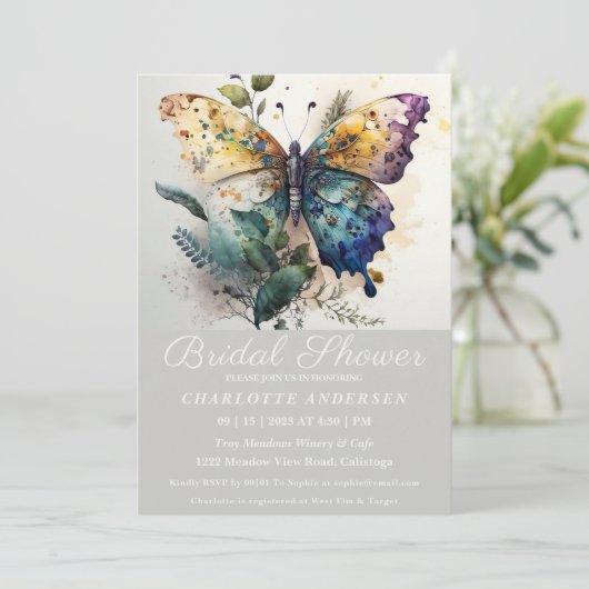 Joli papillon Jardin Bridal Douche Invitation (Debout devant)
