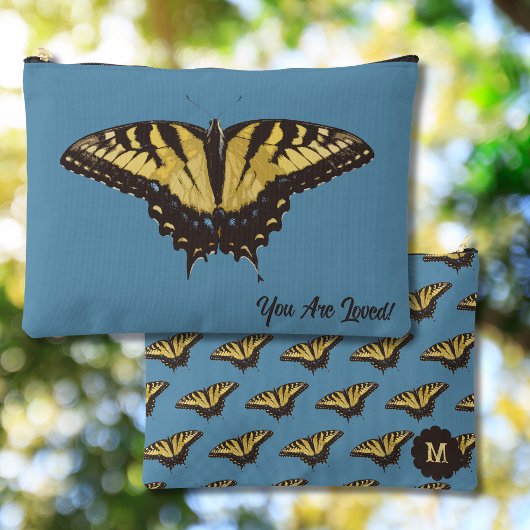 Joli Papillon Jaune et Initiale sur Sac Accessoire