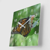 Joli papillon monarque et horloge murale à fleurs (Angle)