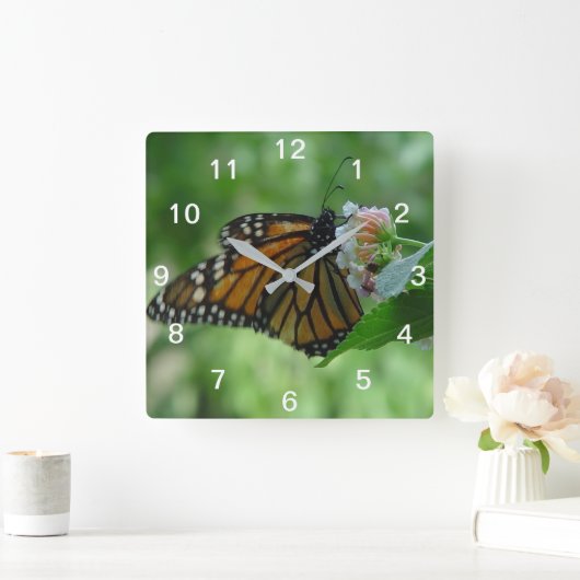 Joli papillon monarque et horloge murale à fleurs (Maison)