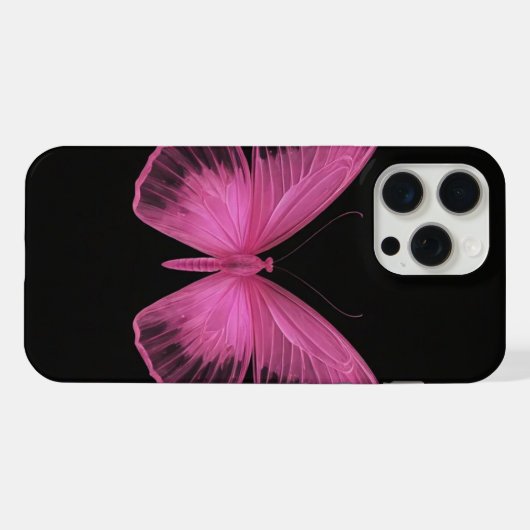 joli papillon rose iphone15 pro max coque (Verso Horizontal)