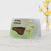 Joli Papillon sur Fleurs Carte d'Anniversaire (Fleur jaune)