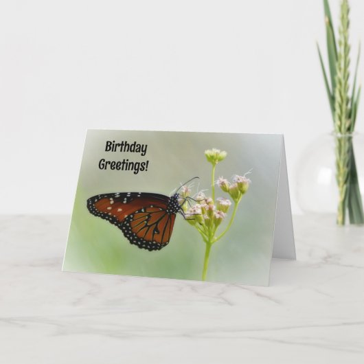Joli Papillon sur Fleurs Carte d'Anniversaire (Devant)