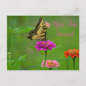 Joli Papillon Sur Invitation Zinnia (Devant)