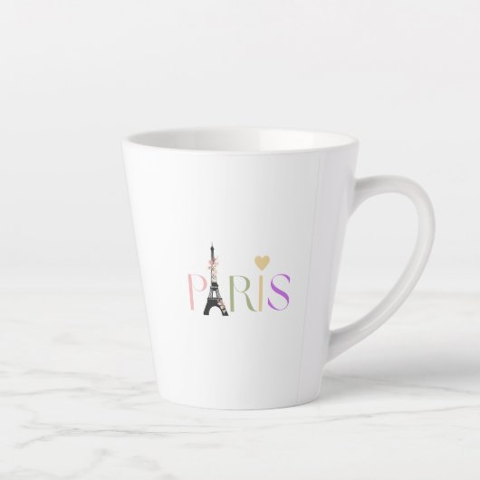 Joli Paris Text & Tour Eiffel Latte Café Mug (Droite)
