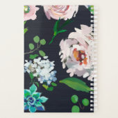 Joli Pastel Floral Blooms sur Noir avec Monogramme (Dos)