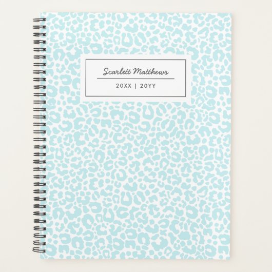Joli Pastel Leopard Motif Nom d'impression Bleu (Devant)