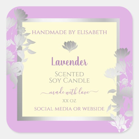 Joli Pastel Purple Cream Produit Étiquettes Argent (Devant)