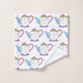 Joli Pastel Teapot Tea Pot Party Polka Dot Rose (Gant de toilette)