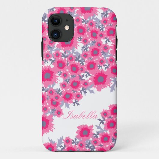 Joli pavot rose blanc damassé nom coque iphone (Dos)